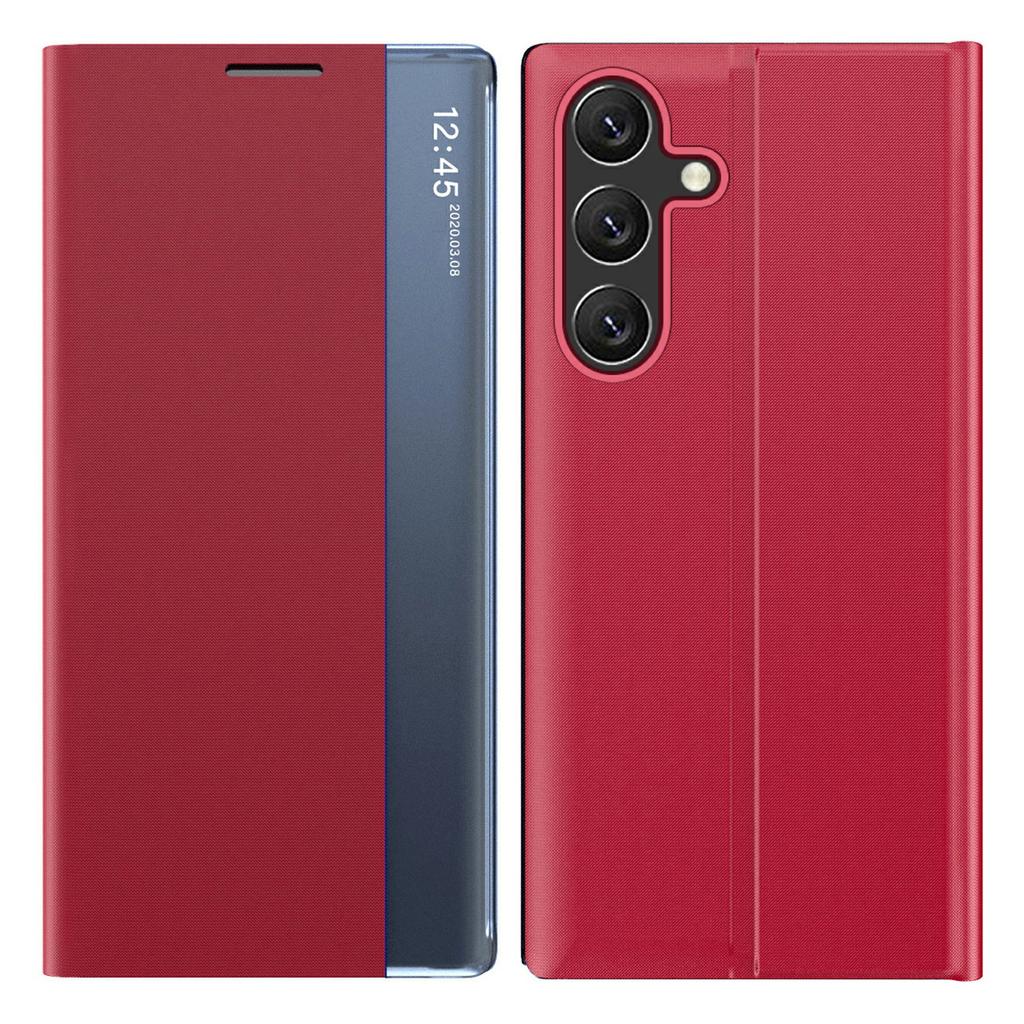 Чехол-книжка для Samsung Galaxy S26 с окошком, устойчивый к царапинам, из ПУ-кожи, с подставкой