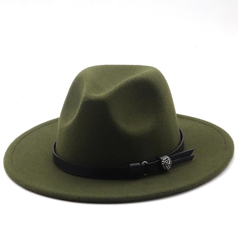 Новая женская и мужская шерстяная шляпа-федора с кожаной лентой, джентльменская элегантная женская кепка зима-осень с широкими полями, джазовая церковная панама-сомбреро