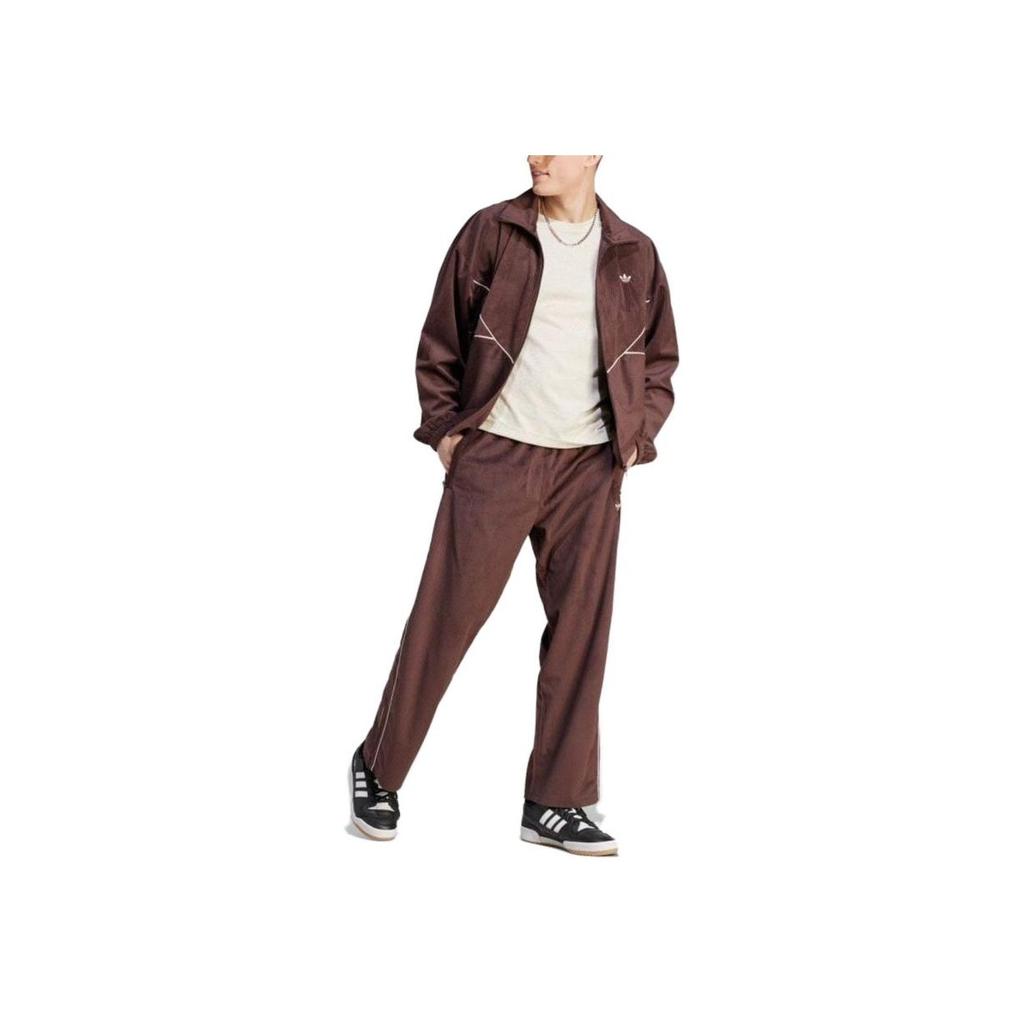 Adidas Оригинальная полосатая куртка с воротником-стойкой на молнии и длинными рукавами, мужская куртка, коричневая II5787