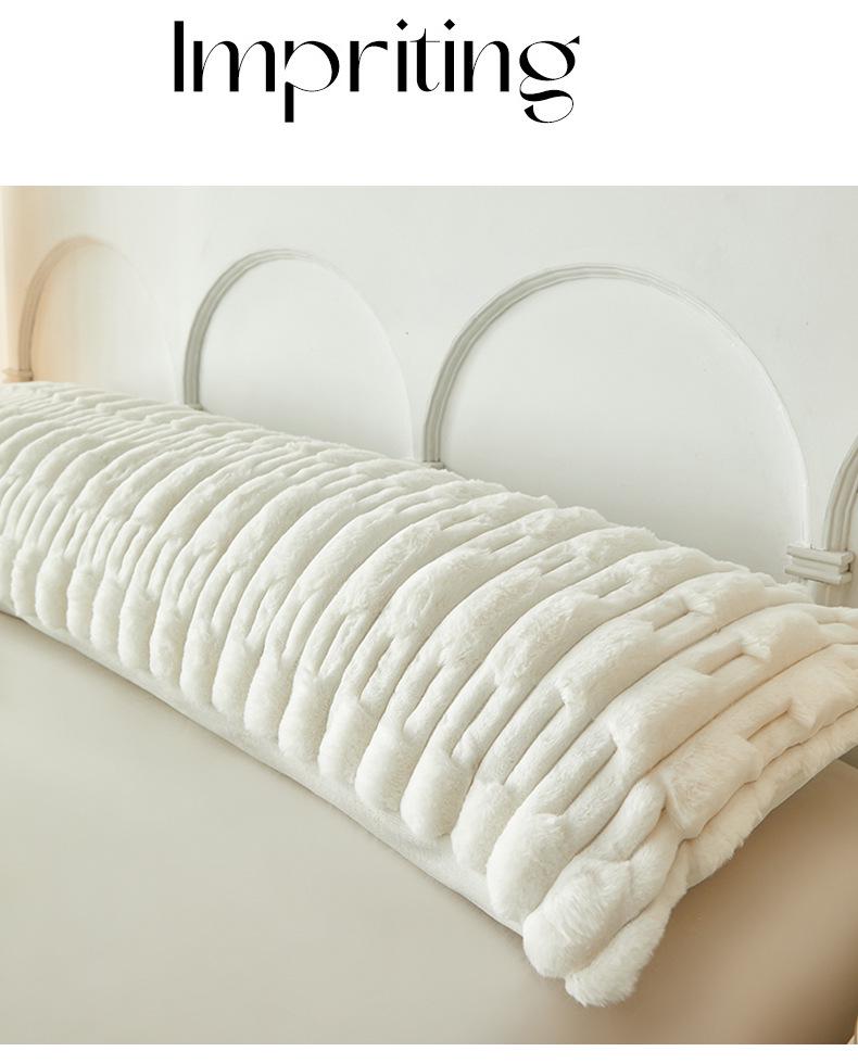 Плюшевая наволочка на длинную подушку из искусственного кроличьего меха - Двусторонняя наволочка из молочного велюрового флиса