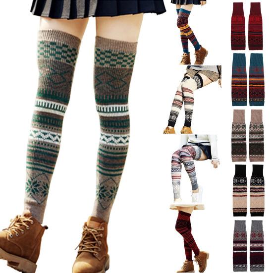 Вязаные носки, украшающие дышащие женские вязаные гетры до бедра, для покупок