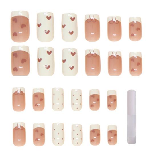 24/30 шт./комплект накладных ногтей с клеем, квадратные длинные накладные ногти, съемные, для домашнего салона, для женщин и девочек, полное покрытие, набор для накладных ногтей из пластика