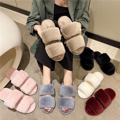 Женские домашние тапочки осень-зима с мехом, нескользящие, повседневные, для дома, туфли на плоской подошве, однотонные, женские шлепанцы, теплая обувь