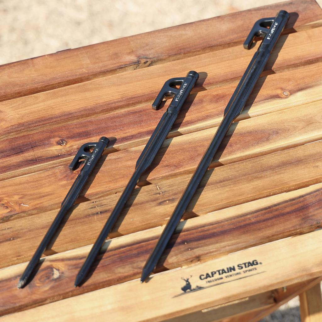 Капитан Олень (КАПИТАН ОЛЕНЬ) UA-4550 Кованые Цельные Колышки, 20 см, Набор из 8 штук, Катодное Электроосаждение, Черный, Сделано в Японии