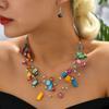 Set Bohemian Style Multi Layers Asymmetric Electroplated Stone Faux Crystal