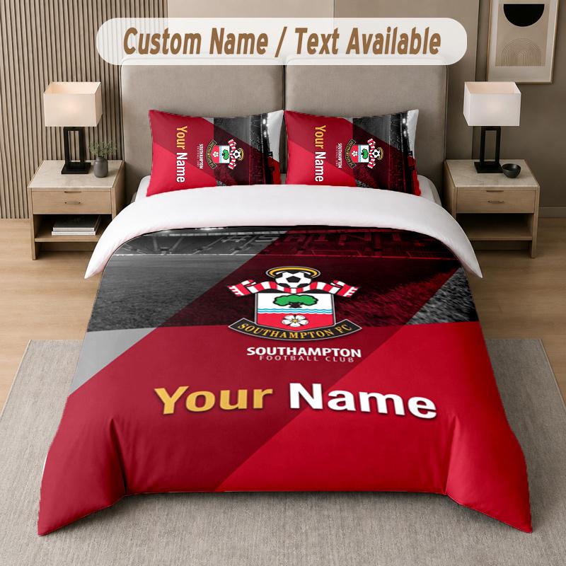 Custom Name Southampton FC 3Pcs Duvet Cover Set Personalized Text Bedding Pillowcases Bedroom