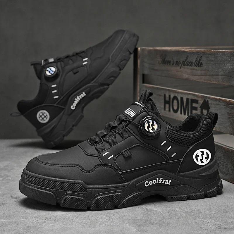 New Men's Shoes Low-top Rotating Buckle Sports Casual Trendy Outdoor Waterproof Work Shoes EVA Sole Rubber Zapatillas Hombre