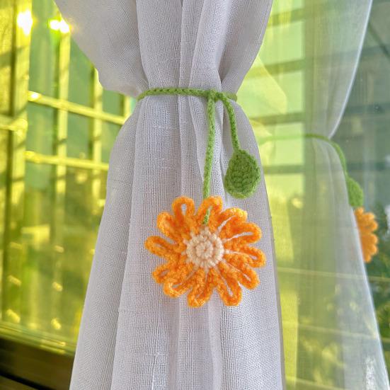 Цветочные подхваты для штор Вязаные цветочные ремни для штор Драпировки Ручная работа Крючком