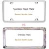 License Plate Frames, Indeed BUY 2 Pcs 4 Holes Slim Stainless Steel Polish Mirror License Plate Frame And Chrome Screw Caps