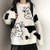 Vintage Casual Loose Lazy Cow Sweater Female Korean Harajuku Women's Sweaters Japanese Kawaii Cute Clothing For Women