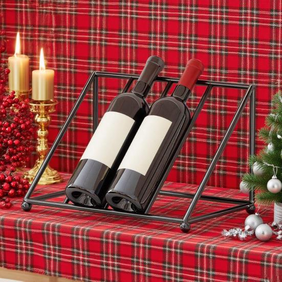 Wine Bottle Rack Iron Inclined Display Holder for 4-5 Bottles Modern Minimalist Wine Organizer for Entryway Bar Cabinet Decor