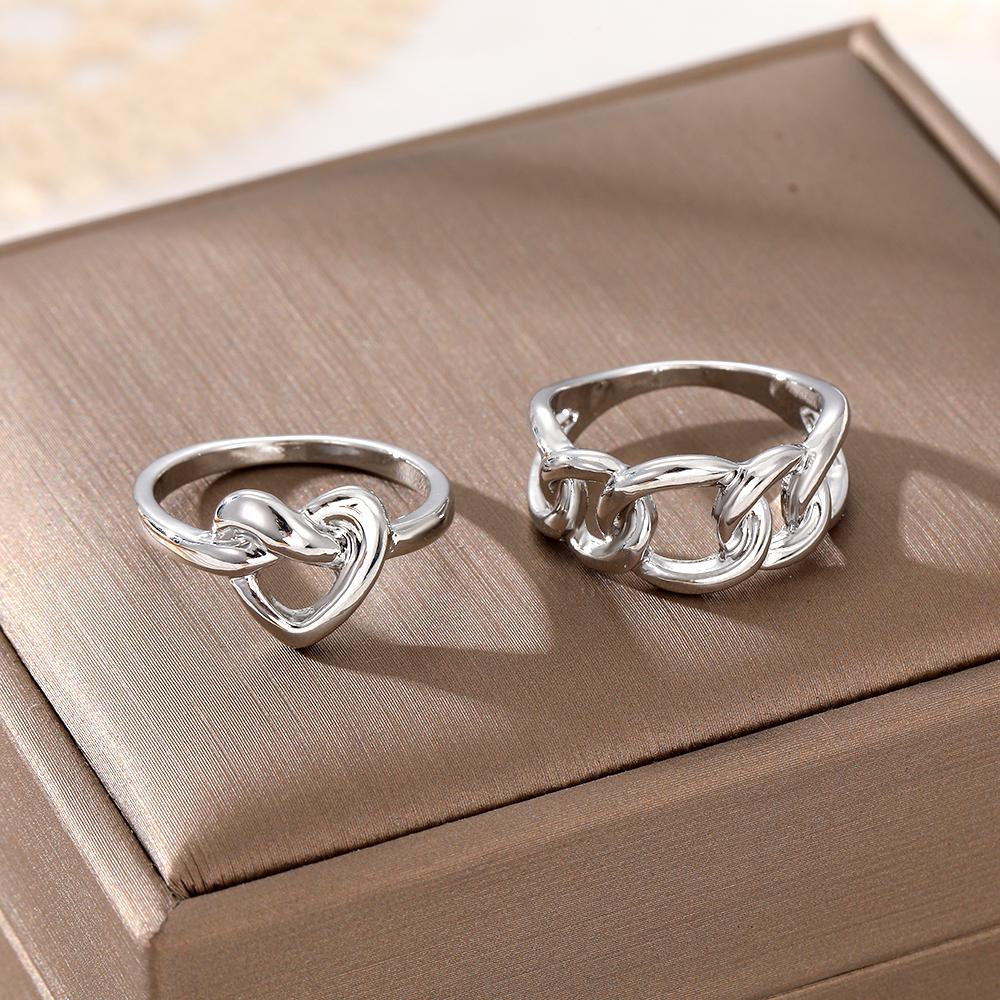 Модное полое женское кольцо, комплект из 2 предметов, комбинированное кольцо «Любовь», элегантное легкое кольцо, роскошный изысканный подарок, простой набор колец для девочек