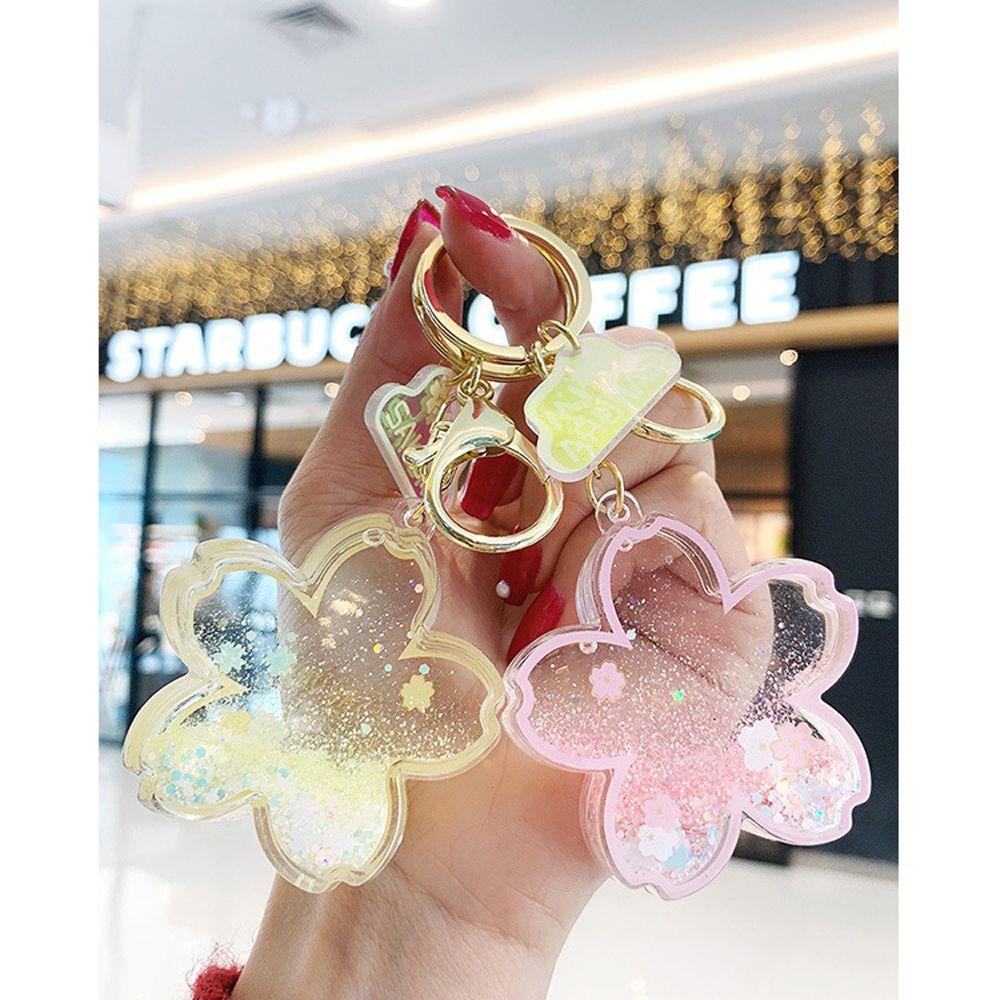 Брелок для ключей «Цветущая вишня» «Зыбучие пески в масле» Брелок для ключей «Сакура» «Жидкий плавающий брелок для ключей»