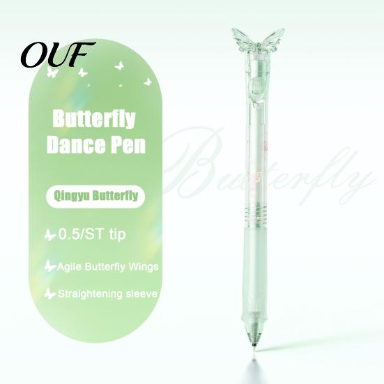 Aesthetic Desk Accessories Translucent Butterfly Gel Pen, 0.5mm Smooth Writing Retractable Ergonomic Triangular Pens Comfortable Grip Pen for