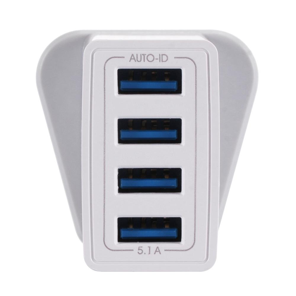4-портовое USB-зарядное устройство с вилками EU/UK/US, 5,1 А, дорожный адаптер-зарядное устройство