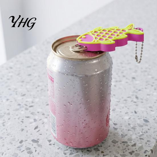 Lightweight Portable Opener 3D Printed Fish Can & Nail Saver, Cute Fish-Shaped Tab Handy Beverage with Keychain, Bottle for Soda Cans, Protector Long
