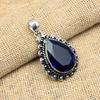 Pretty Blue Sapphire Lab-Created Gemstone Handmade 925 Solid Sterling Silver Jewelry Pendant