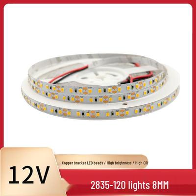 Светодиодная лента 12В - 2835 SMD, 120 светодиодов, 60 светодиодов/м, Медная плата 8 мм, Высокий CRI, Самоклеящаяся голая плата
