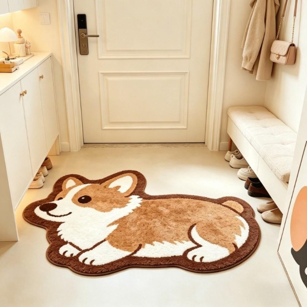 Imitation Cashmere Plush Entryway Door Mat 2D Printed Animal Area Rug  for Living Room