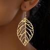 Hollow Out Leaves Drop Earrings for Women Vintage Silver Golden Color Dangle Earrings Hook Jewelry Lightweight Trendy Ear Accessories