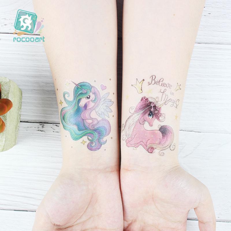 Водонепроницаемые детские забавные наклейки-татуировки с единорогами и животными