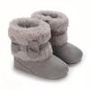 Cute Bowknot Comfortable Boots for Baby Girls Soft Warm Plus Fleece Boots for Indoor Walking