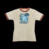 Vintage Chicago Ringer T-Shirt, 90s Style Skyline Graphic Tee, Cream Orange Blue Trim, Retro Urban Streetwear, Chicago Gift, Size M/L