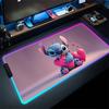 RGB Стич Светящийся Коврик для Мыши ПК Кавайи Аниме Цветной Коврик для Мыши XXL Игровой Шкаф Ковер для Клавиатуры Ноутбука Игровой Расширенный Коврик для Стола