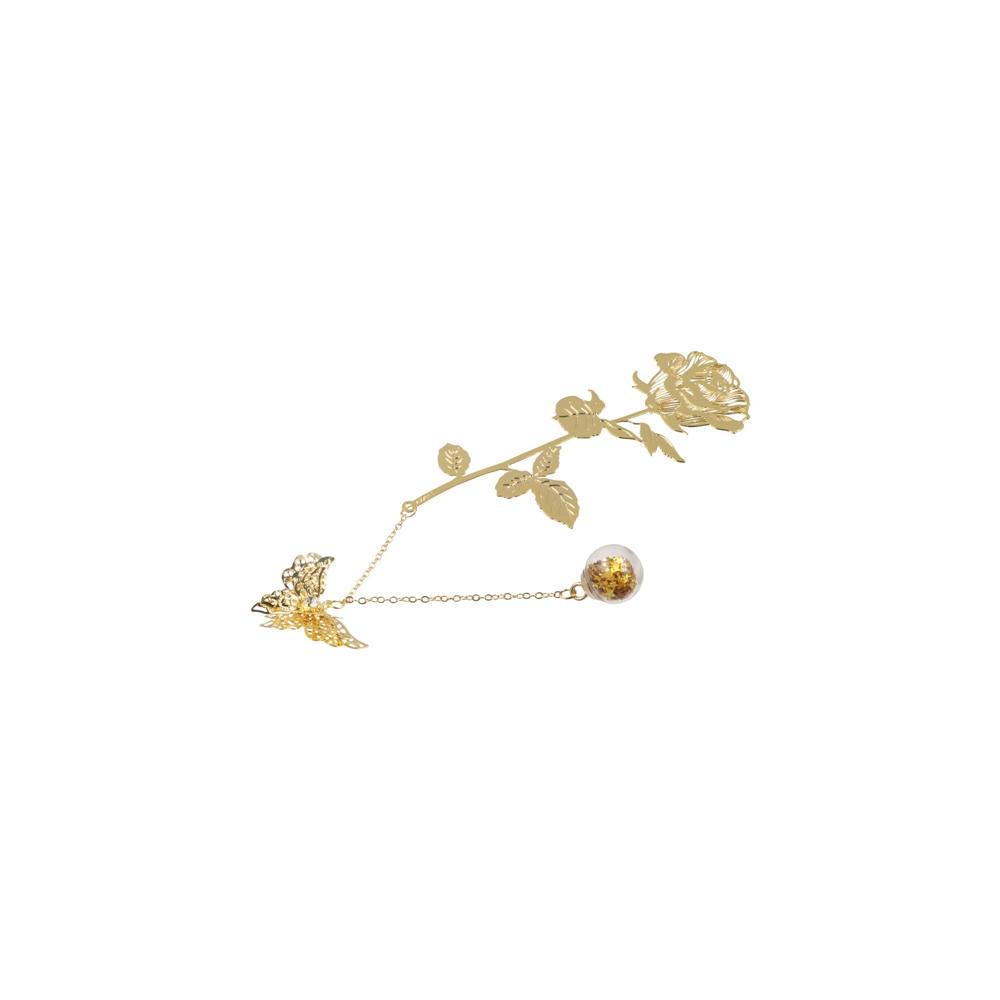 1 Set With Gift Box Metal Bookmark Golden Golden Rose Bookmarks Valentine's Day Gift   Student