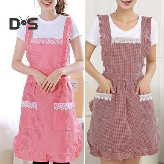 Легко носить, фартук для выпечки, дизайн с плечевым ремнем, практичный корейский стиль, клетчатый фартук для приготовления пищи, рабочая одежда для домохозяйки