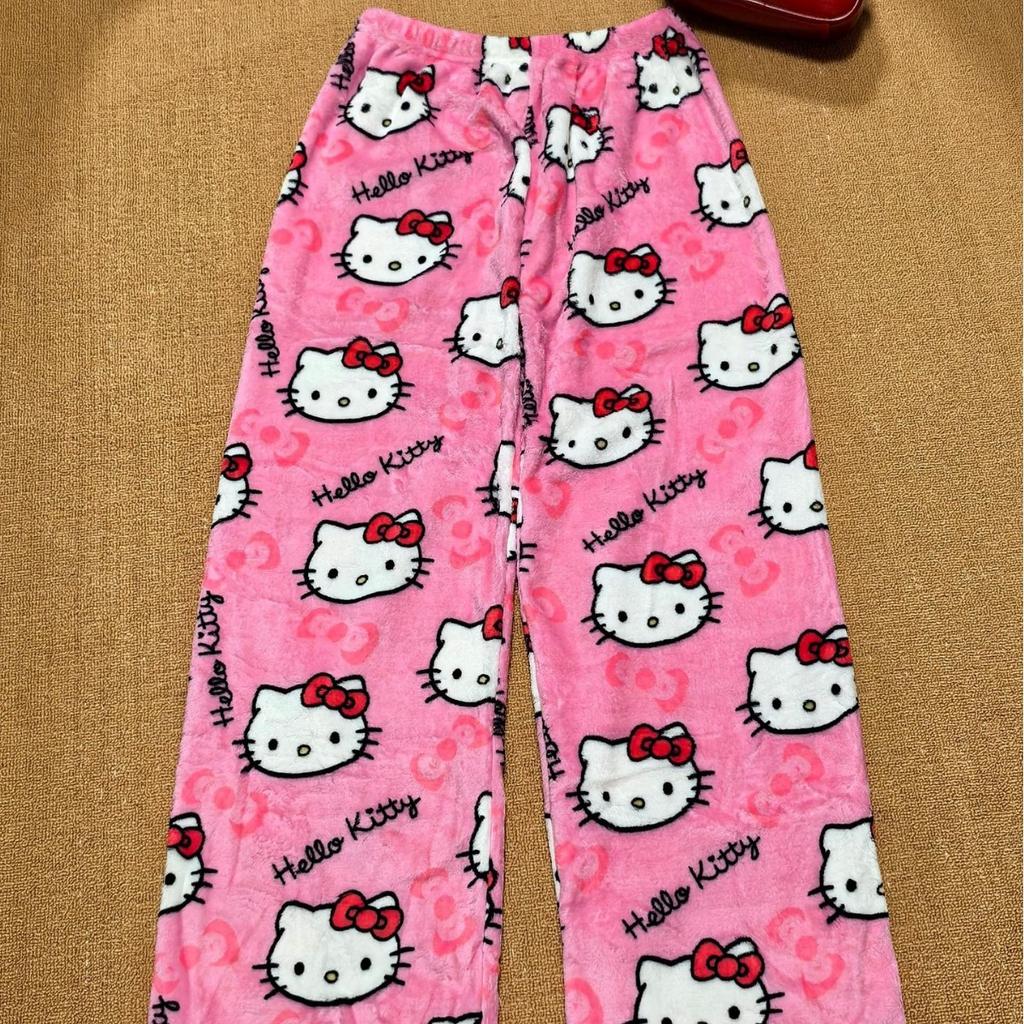 Большие размеры Штаны для сна Hello Kitty Милые мультяшные штаны для отдыха для женщин Удобные свободные хлопковые штаны для пижамы Летние тонкие