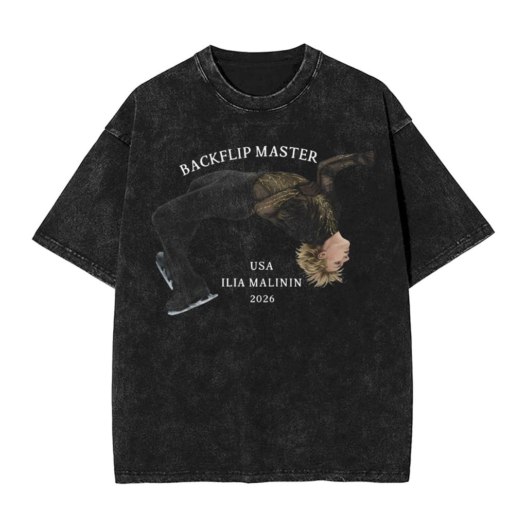 Ilia Malinin Ice Art Figure Skating Design Quad God Skater T-Shirt Novelty T Shirts Retro Tshirt Summer Cotton Plus Size Clothes