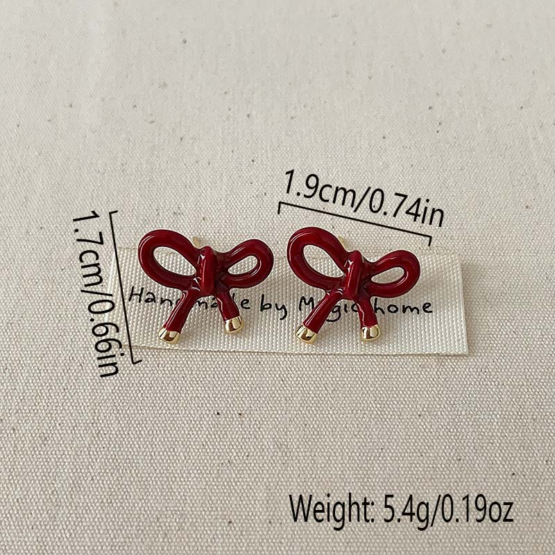 Французский ретро простой темперамент красные масляные серьги-капли в виде банта женская мода милые сладкие ювелирные изделия аксессуары подарки