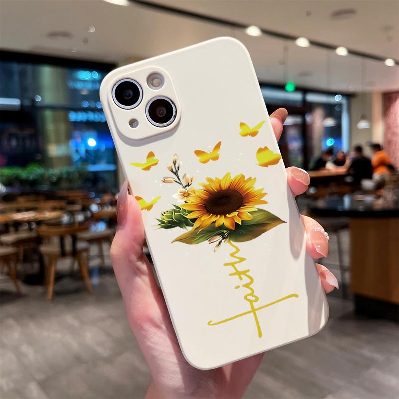 Летний чехол для телефона с рисунком подсолнуха для iPhone 16 15 11 12 14 13 Pro Max Mini X XSMax XR 7 8 Plus SE4 16e Силиконовые чехлы Fundas