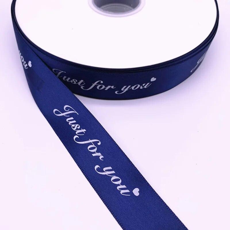 25mm*50yards Printed "just for You" Polyester Ribbons for Wedding Christmas Party Decorations DIY Bow Craft Ribbons