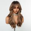 Synthetic Mix Brown Highlight Wig Long Curly Hair Natural Wave Wig for Women Lady Daily Halloween Party Regualr Wig