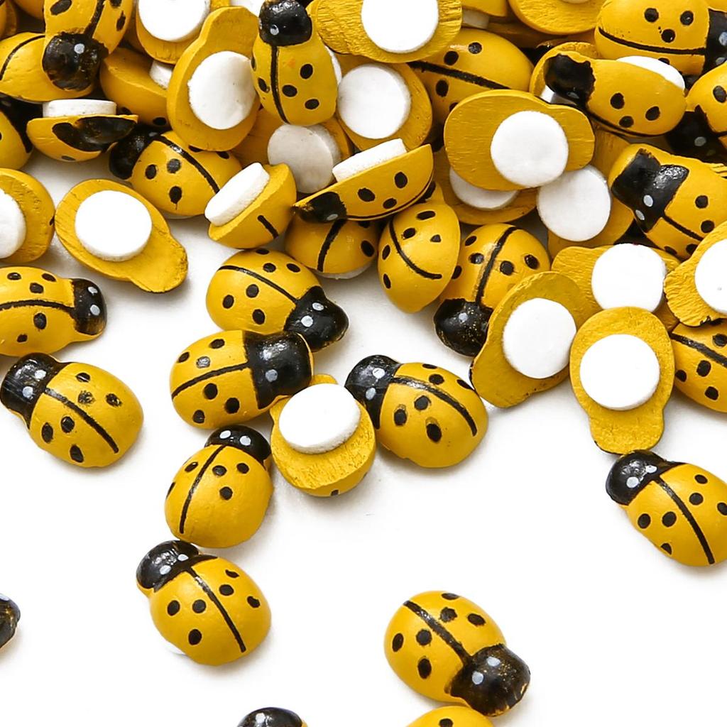 50 шт. Милые деревянные божьи коровки Битлз Наклейка на стену Детские Раскрашенные DIY Поделки Свадьба Дом Вечеринка Праздничное украшение AVE