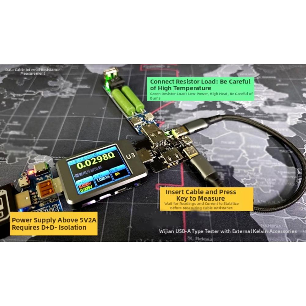 Тестирование производственной линии Как показано Измерение Кельвина Четырехпроводной тестер Кабель USB-A на USB-C Кабель USB-A на MicroUSB