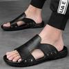 Sandals Men's Cowhide Breathable Casual Slippers Open-toed Beach Shoes Large Size Men's Shoes