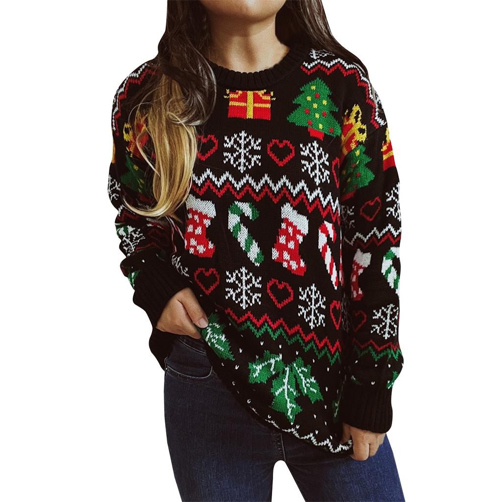 Women's Autumn/Winter Fashion Christmas Sweater Round Neck Long Seeve Sweater