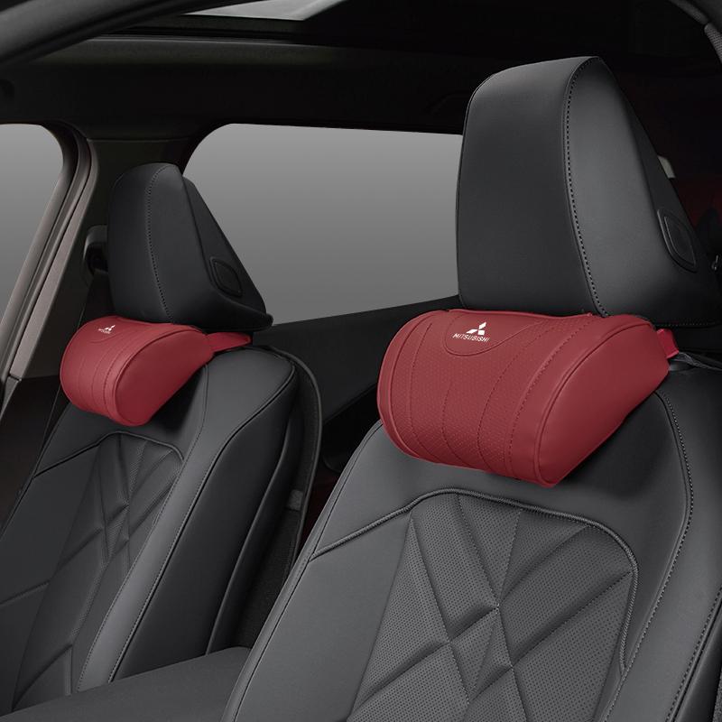pdsh9 Car Leather Headrest Auto Interior Headrest Neck Protection Pillow For Mitsubishi L200 ASX Pajero Sport Outlander Xpander Cross