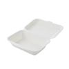 ECO&BASIC Disposable Lunch Boxes, 450ml, White, Pack of 50, Microwaveable, Takeout, Bagasse, Durable, Stain-Resistant, Eco-Friendly, Plant-Based,