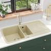 VidaXL Kitchen Sink Double Basin Drainboard Inset Reversible with Faucet Mounting Hole 144854