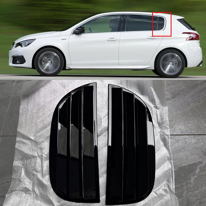 For Peugeot 308 II 2014 2015 2016 2017 2018 The triangular louver window frame of the car's rear window is bright black