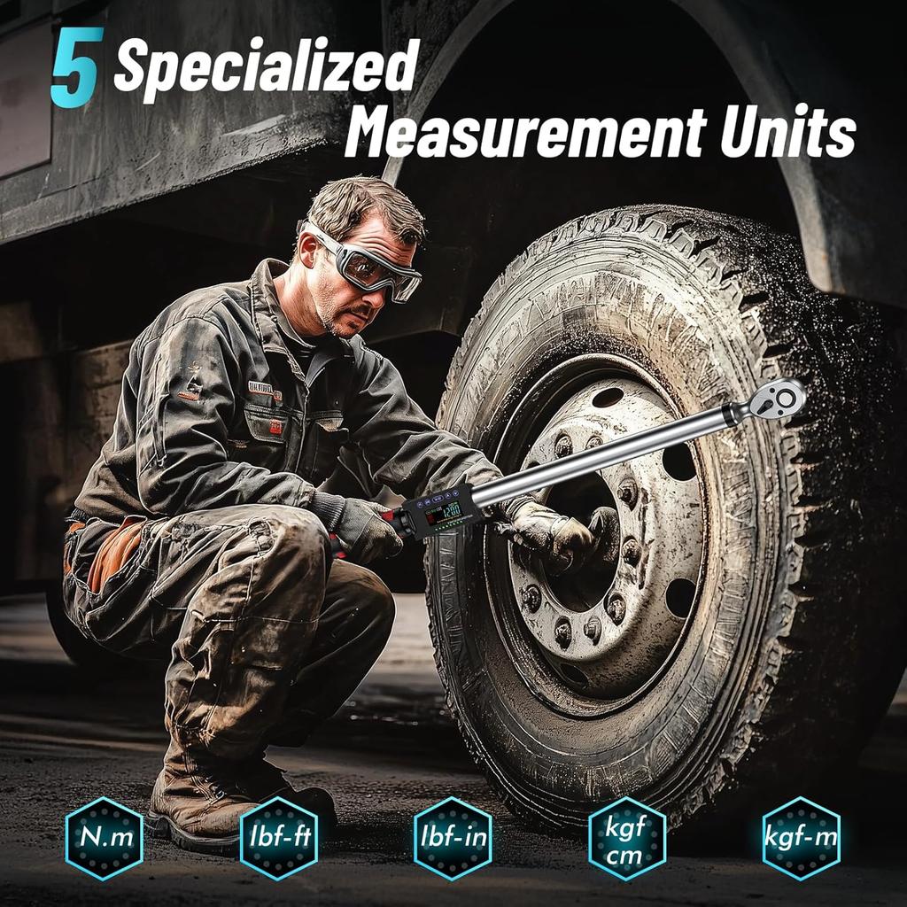 Цифровой динамометрический ключ Seesii 1/2" привод 340 Н·м 2% точность крутящего момента Электрический динамометрический ключ с 3 регулируемыми режимами для ухода за автомобилем