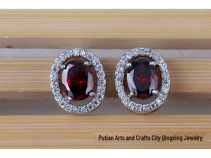 Hot-Selling Retro Oval Stud Earrings with AAA Zircon - Perfect Birthday Gift