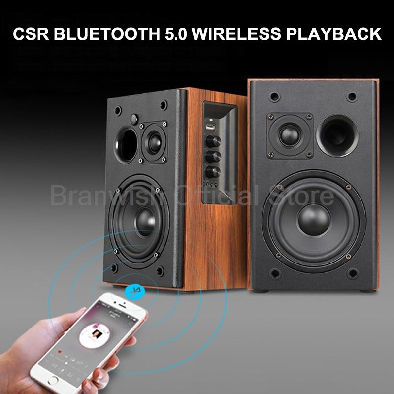 30 Вт*2 4-дюймовый полочный динамик 2-полосная активная акустическая система 5.0 Bluetooth 6 Ом HiFi Fever Monitor Аудио твитер для домашнего кинотеатра Sound Box