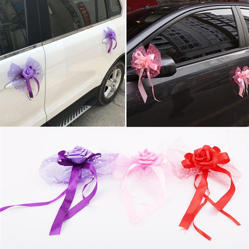 Свадебные украшения для автомобиля Дверные ручки Букет цветов своими руками Зеркало заднего вида Аксессуары