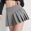 Split Pleated Skirt Women Summer High Waist A-line Slim Mini Skirt Grey Preppy Tennis Vintage Korean Casual