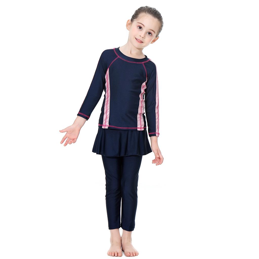 Three-Piece Swimsuit Girls Long Sleeve Full Cover Swimming Suit For Kids Muslim Swimwear Baby Children Swimming Bathing Suit